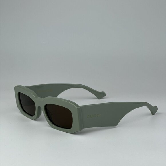 Gucci GG1426S 004 BRAND NEW Sunglasses Solid Sage Brown Unisex Rectangle - Picture 10 of 14
